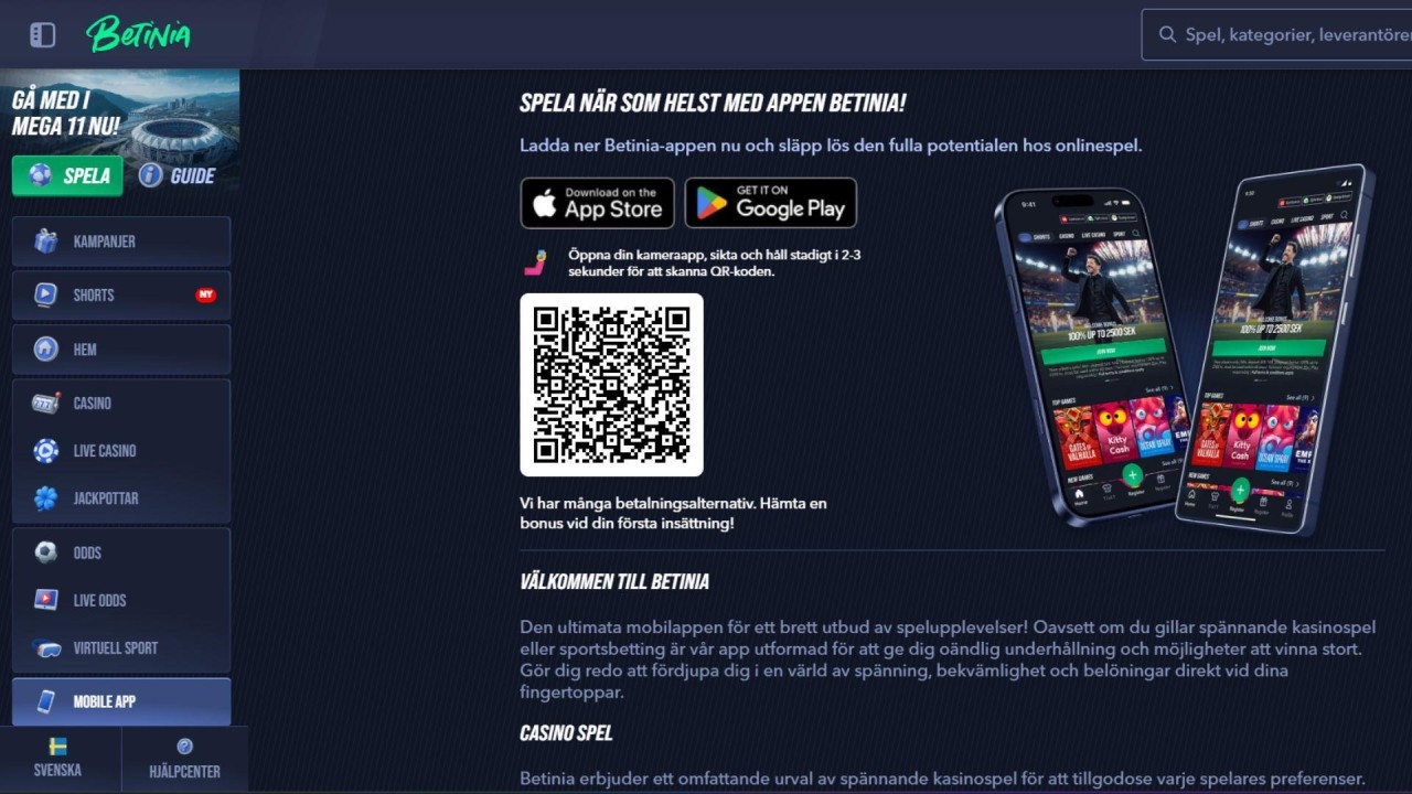 Betinia casino app lägger till snabbare navigering för att förbättra användarupplevelsen
